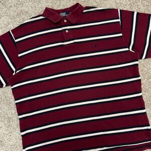 Vintage Polo Ralph Lauren Polo Shirt Men Size XXL Pique Rugby Cotton Striped